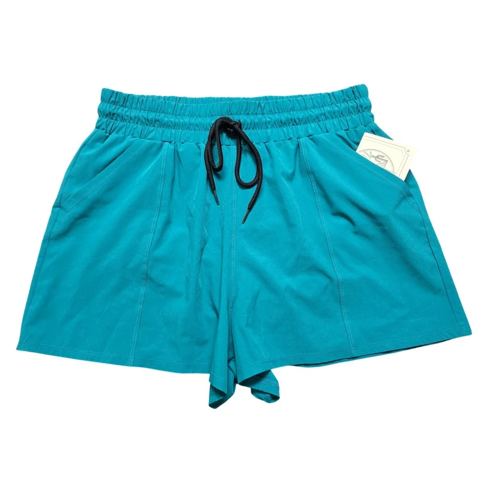 Beachwear Swim Coverup Shorts Women Large Teal Kona Sol Drawstring Waist Lined